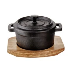 HOT IRON Mini-Serviertopf Mit Holzuntersetzer L 14 X B 11cm