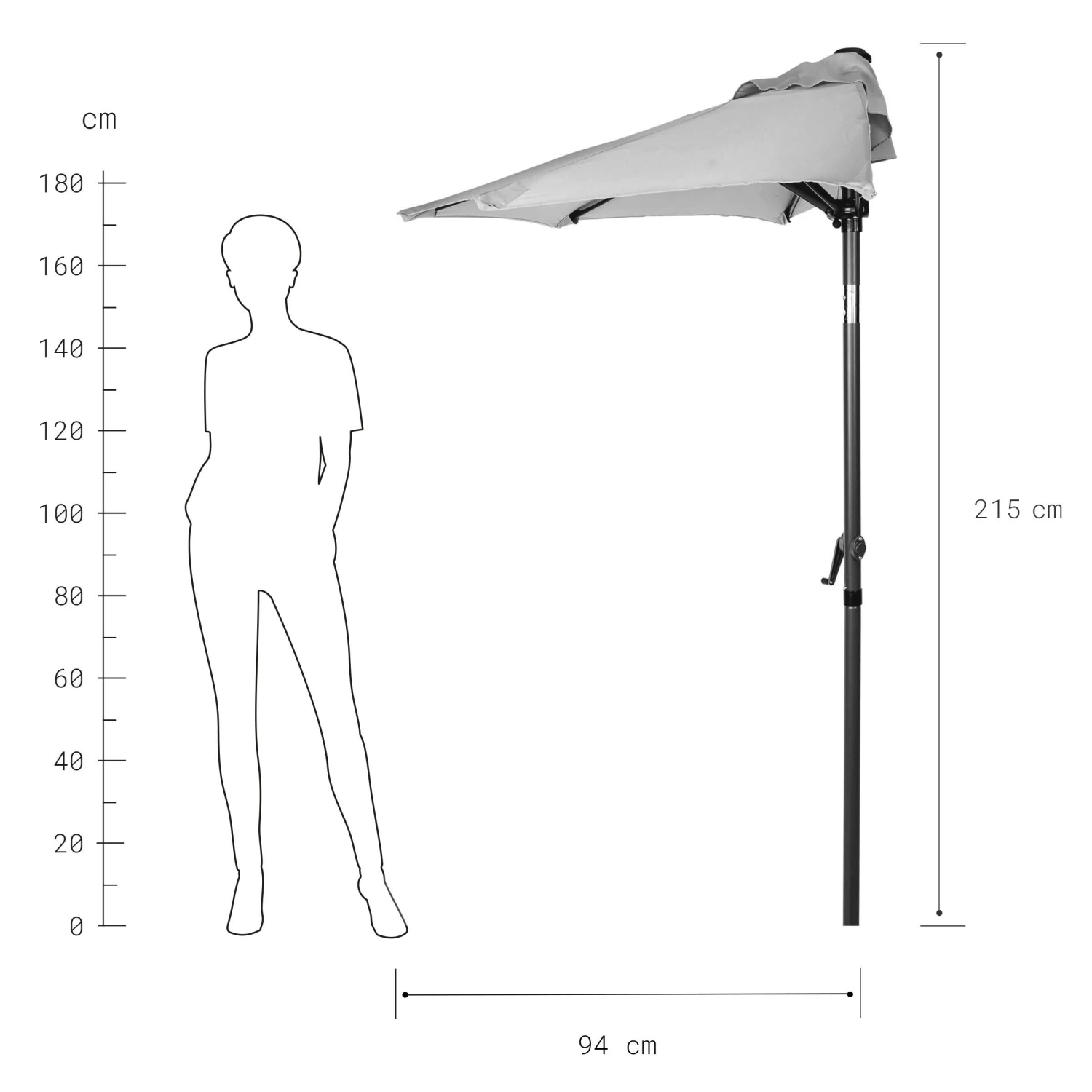 SIESTA Sonnenschirm Halbrund Mit Knickgelenk Und Kurbel - Image 3
