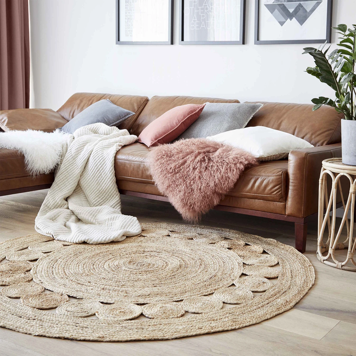 ALL NATURE Hanf-Teppich Mit Lochmuster Ă150cm - Image 2