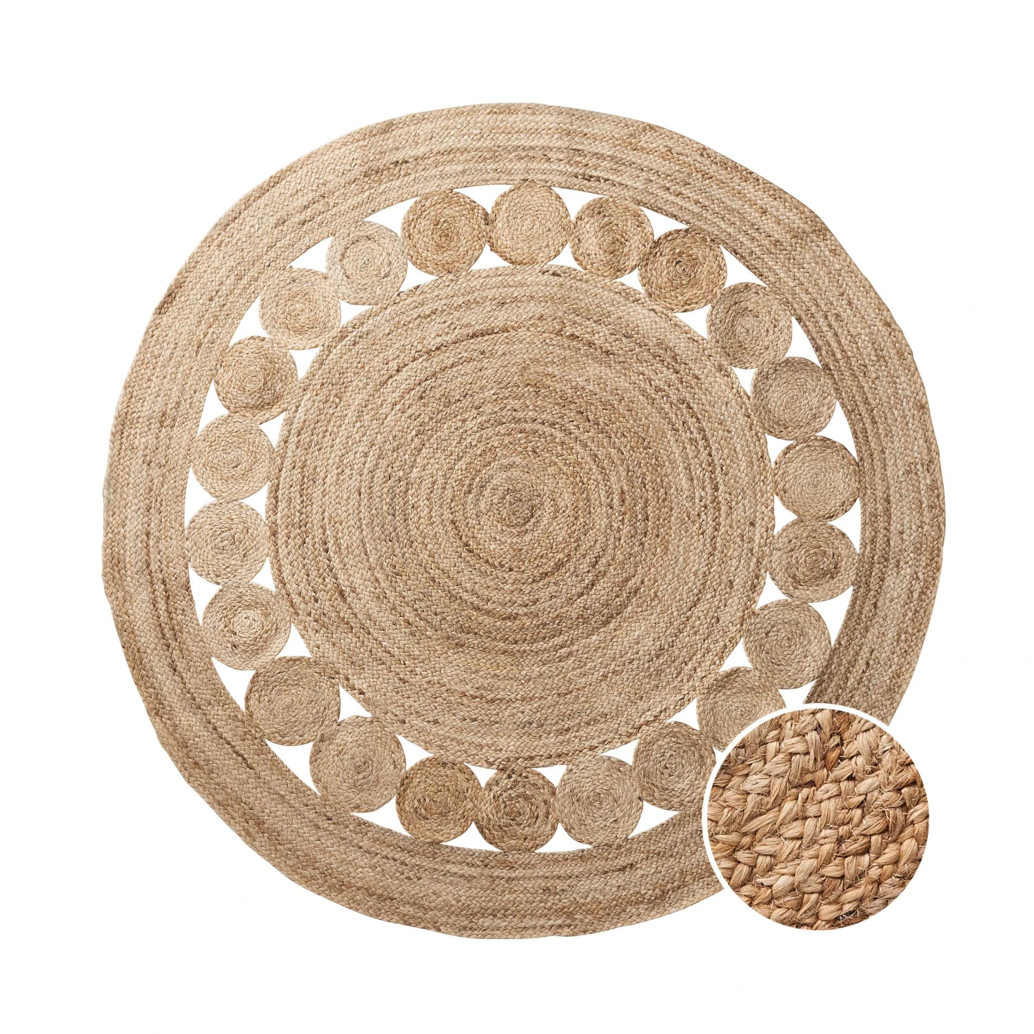 ALL NATURE Hanf-Teppich Mit Lochmuster Ă150cm