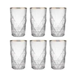 UPSCALE 6x Longdrinkgläser Mit Goldrand 460ml