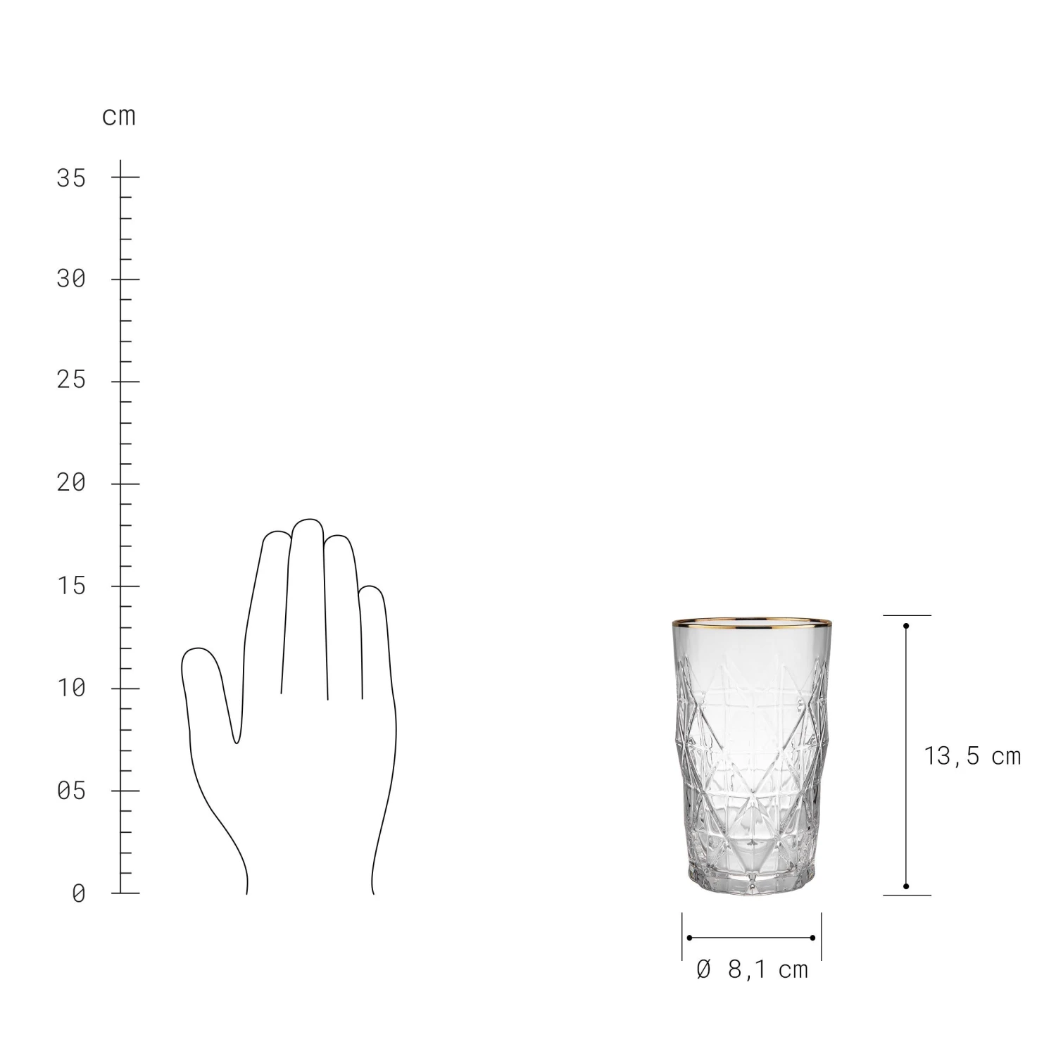 UPSCALE 6x Longdrinkgläser Mit Goldrand 460ml - Image 4