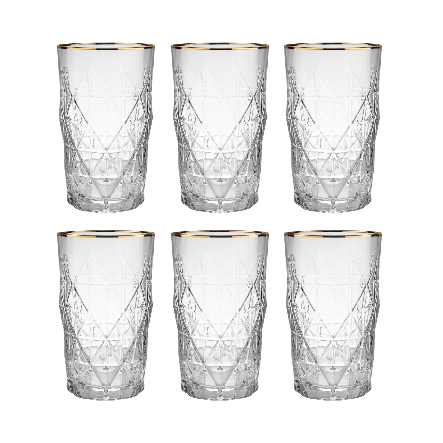 UPSCALE 6x Longdrinkgläser Mit Goldrand 460ml
