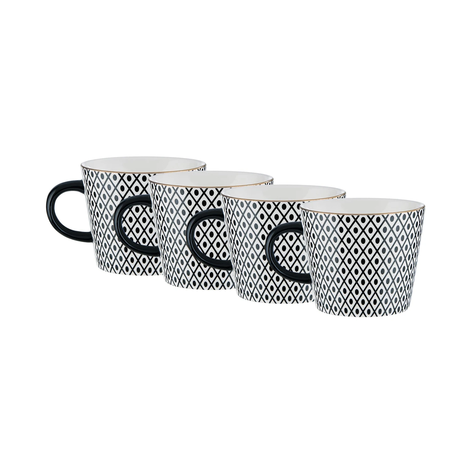 ORNAMENTS 4x Tasse Mit Goldrand 350ml