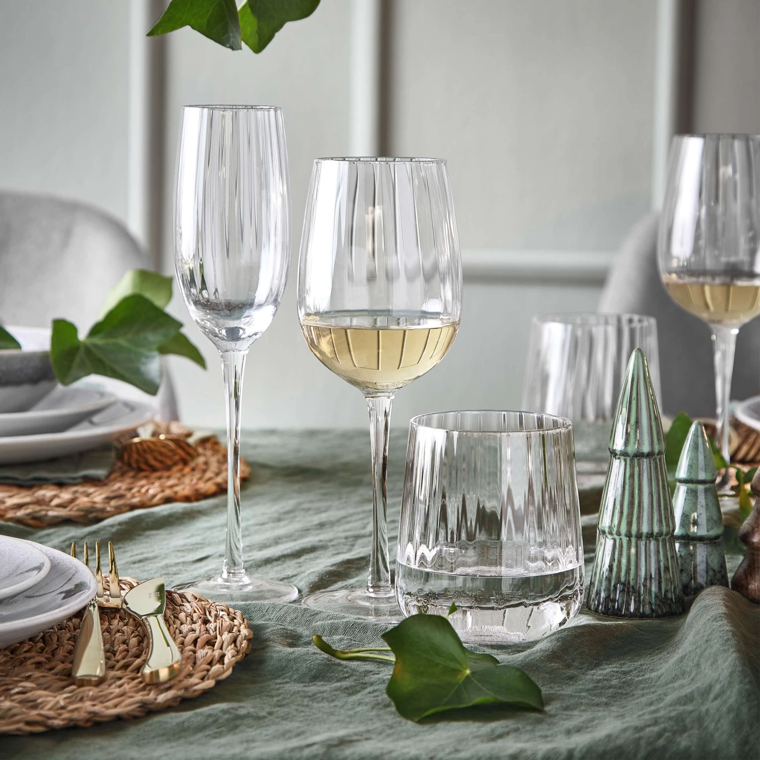 MODERN TIMES 6x Weißweingläser Mit Rillen 400ml - Image 5