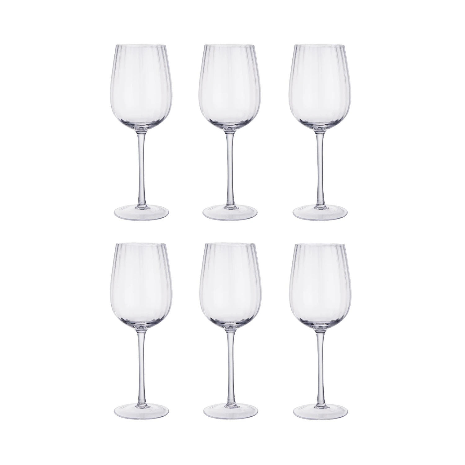 MODERN TIMES 6x Weißweingläser Mit Rillen 400ml