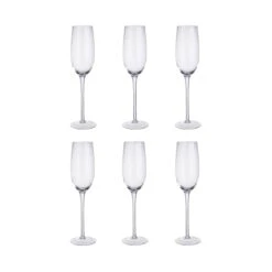 MODERN TIMES 6x Sektgläser Mit Rillen 230ml
