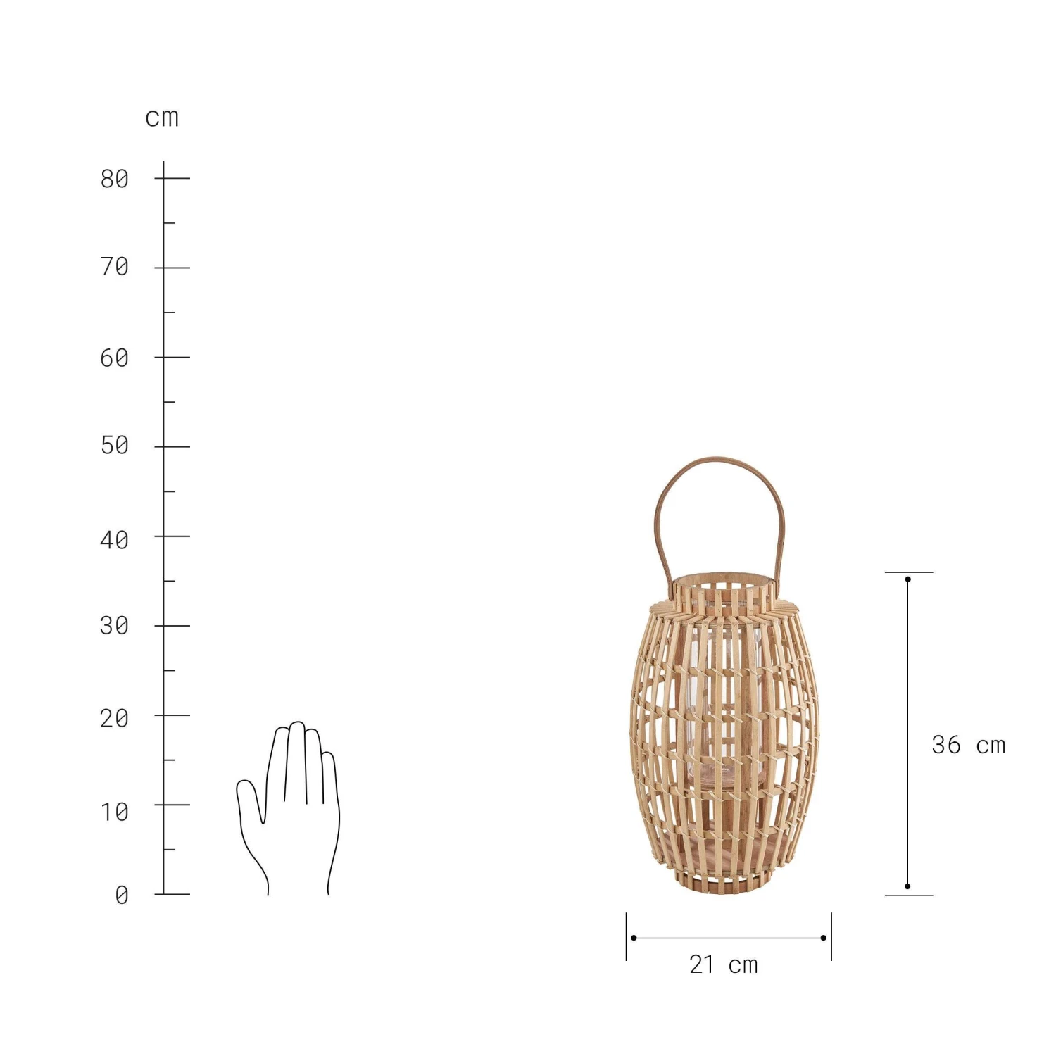 Laterne Mit Henkel 36 Cm BAMBOO NIGHTS In Beige - Image 3