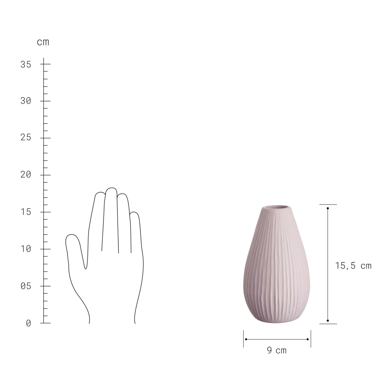 Vase Höhe 16cm RIFFLE In Rosa - Image 3