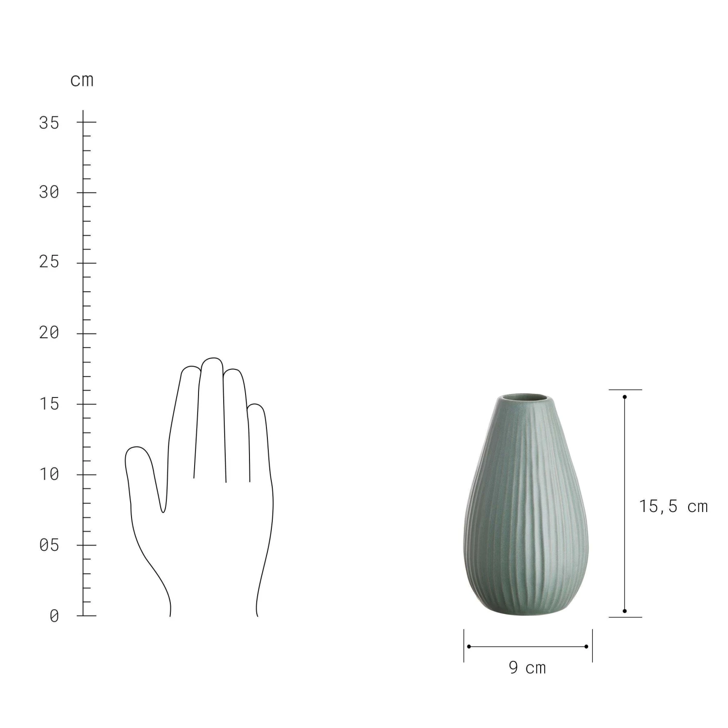 Vase Höhe 16cm RIFFLE In Salbei - Image 3