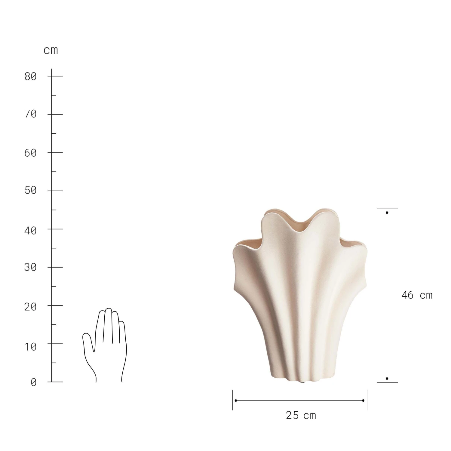 Vase Höhe 46cm SHELL In Beige - Image 3